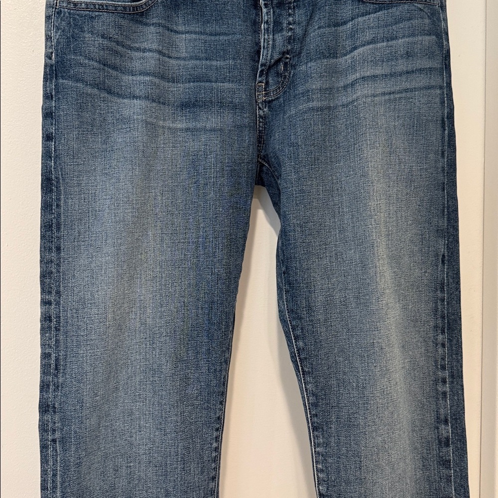 Koral Women's Crop Relaxed Selvage Skinny Blue Jeans Sz 34 - Picture 6 of 9